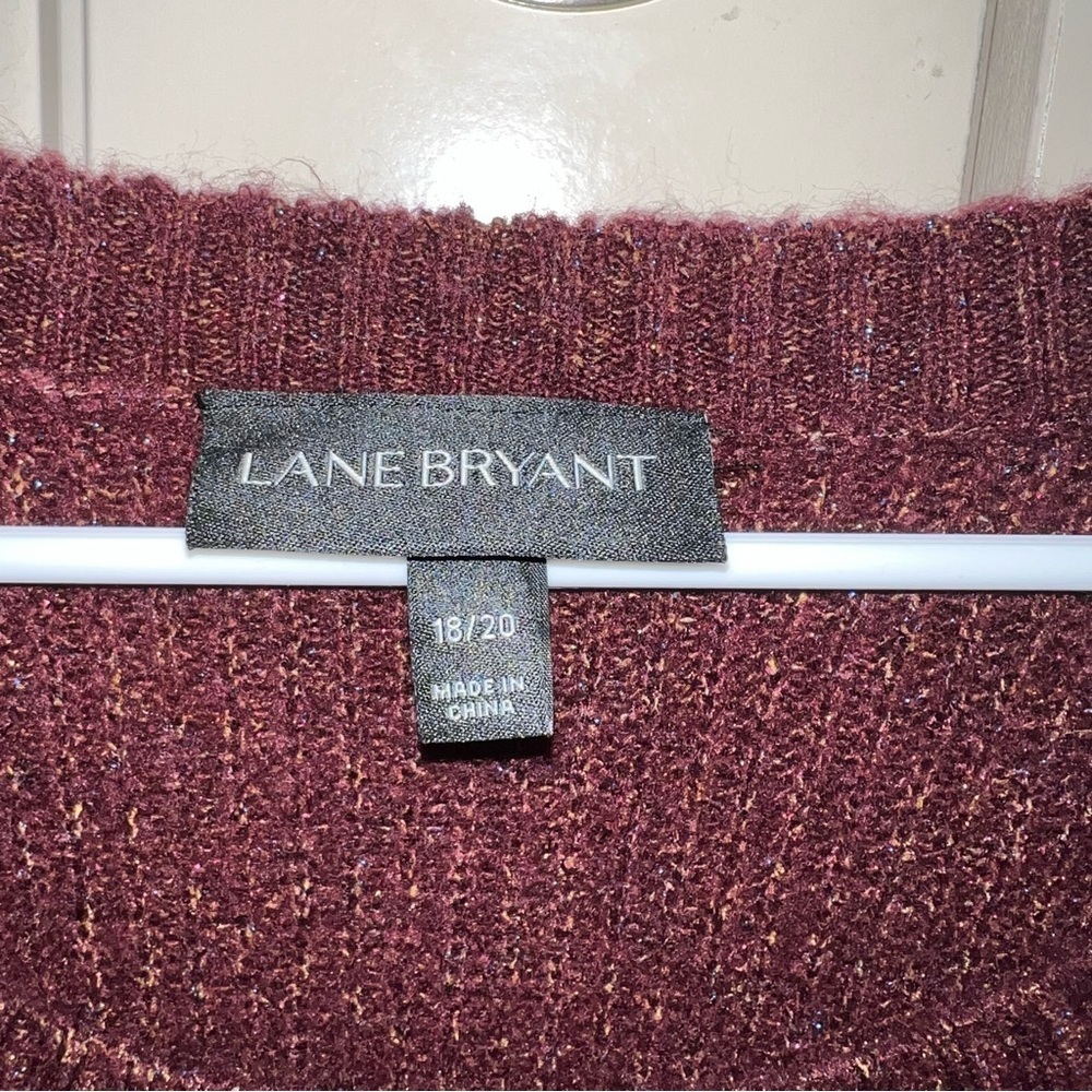 Lane Bryant Maroon and Metallic Sparkle Long Sleeve Sweater Size 18/20 - Picture 3 of 10